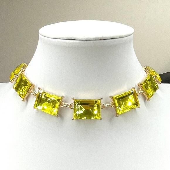 NEW Necklace Chunky Yellow Gold Rhinestone Choker 16" 18" 20"  Jewelry m10 - Picture 2 of 5